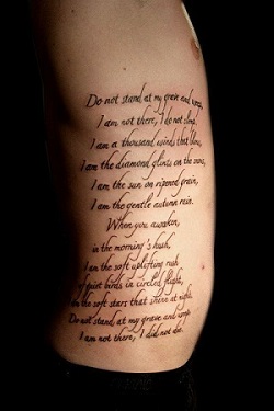 Do Not Stand at My Grave and Weep by Mary Elizabeth Frye tattoo